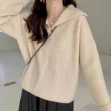 絶妙な丸みで大人可愛いポロリブニットトップス 長袖 トップス | maison de LATIR | 詳細画像2