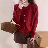 レッド | 可愛いアクセントをプラス!他と差のつくニットカーディガン 羽織 トップス | maison de LATIR