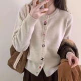 ホワイト | 可愛いアクセントをプラス!他と差のつくニットカーディガン 羽織 トップス | maison de LATIR