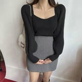 ブラック | デコルテや顔まわりを美しく魅せてくれるクロップド丈プルオーバー トップス パフス… | maison de LATIR