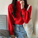 レッド | 今季トレンドもありつつシンプルで取り入れやすいニットプルオーバー | maison de LATIR