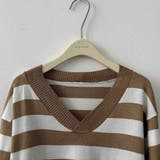 メリハリあるカラーリングでスッキリ決まるニットプルオーバー クロスオーバーVネッ… | maison de LATIR | 詳細画像7 