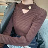 ブラウン | さりげない肌見せと上品さもあるデザインニット トップス プルオーバー | maison de LATIR