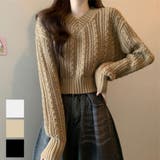 ケーブル柄 クルーネック ニット | maison de LATIR | 詳細画像1