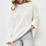 ホワイト | ルーズシルエット 畦編みアクリルニット ソフトコットンタッチ | maison de LATIR