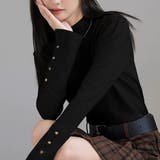 ブラック | ニット 袖ボタンリブニット ニット | maison de LATIR