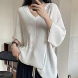 ホワイト | デイリーに着たくなる抜け感のあるプルオーバー トップス サマーニット | maison de LATIR