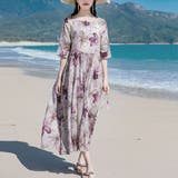 上品な華やかさを演出する7分袖フラワープリントワンピース 花柄 女性らしい | maison de LATIR | 詳細画像2
