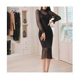 一枚で上品に決まるレースデザインタイトワンピース 透け感 パーティドレス | maison de LATIR | 詳細画像5 