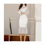 一枚で上品に決まるレースデザインタイトワンピース 透け感 パーティドレス | maison de LATIR | 詳細画像8 