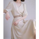 上品&フェミニンムード漂う五分袖プリーツシフォンワンピース 膝丈ワンピース | maison de LATIR | 詳細画像4