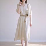 上品&フェミニンムード漂う五分袖プリーツシフォンワンピース 膝丈ワンピース | maison de LATIR | 詳細画像1
