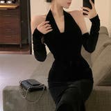 モダンでエレガントなデザインのベロアノースリーブワンピース ホルターネック | maison de LATIR | 詳細画像8