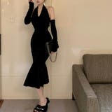 モダンでエレガントなデザインのベロアノースリーブワンピース ホルターネック | maison de LATIR | 詳細画像10