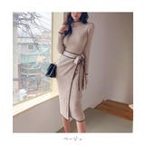 美ラインですらっと見せる!リボン付リブニットワンピース 膝下ワンピース 大人 | maison de LATIR | 詳細画像15