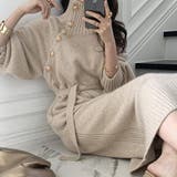 ボタン使いがレトロでキュートなハイネックニットワンピース ロング丈 マキシ丈 | maison de LATIR | 詳細画像3