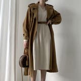 ホワイト | 女性らしく大人っぽい印象のVネックリブニットワンピース ニットチュニック 長袖 | maison de LATIR