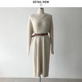 女性らしく大人っぽい印象のVネックリブニットワンピース ニットチュニック 長袖 | maison de LATIR | 詳細画像9
