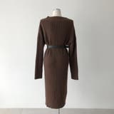 女性らしく大人っぽい印象のVネックリブニットワンピース ニットチュニック 長袖 | maison de LATIR | 詳細画像12