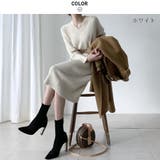 女性らしく大人っぽい印象のVネックリブニットワンピース ニットチュニック 長袖 | maison de LATIR | 詳細画像14