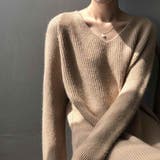 ふんわり感がシーズンムードを高めるモヘア風Vネックニットワンピース 長袖 ミドル丈 | maison de LATIR | 詳細画像4