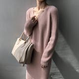 ふんわり感がシーズンムードを高めるモヘア風Vネックニットワンピース 長袖 ミドル丈 | maison de LATIR | 詳細画像10