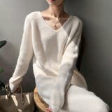 ふんわり感がシーズンムードを高めるモヘア風Vネックニットワンピース 長袖 ミドル丈 | maison de LATIR | 詳細画像11