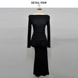 上品シルエット程よくボディラインに沿うオフショルフレアワンピース ロング丈 長袖 | maison de LATIR | 詳細画像7 