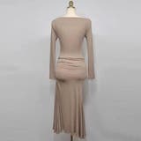 上品シルエット程よくボディラインに沿うオフショルフレアワンピース ロング丈 長袖 | maison de LATIR | 詳細画像8 