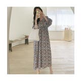 1枚で華やかな総柄マキシワンピース 五分袖 ゆったり | maison de LATIR | 詳細画像6 