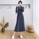 一枚で上品コーデを楽しめる襟付きワイドリブニットワンピース 大人 ロングワンピース | maison de LATIR | 詳細画像3 