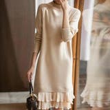 夏 夏コーデをキュートに彩る裾フリルニットワンピース 長袖 | maison de LATIR | 詳細画像2