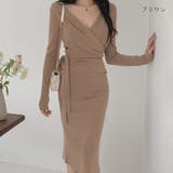 ブラウン | 女性らしさを引き立てるカシュクールニットワンピース 大人 きれいめ | maison de LATIR