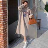 ベージュ | 裏起毛の大人カジュアルワンピース ワンピース パーカーワンピ | maison de LATIR