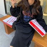 ブラック | 裏起毛の大人カジュアルワンピース ワンピース パーカーワンピ | maison de LATIR