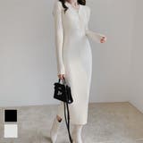 柔らかい風合いで心地よく綺麗にフィットするリブニットワンピース Vネック | maison de LATIR | 詳細画像1