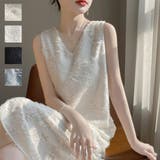 夏のおしゃれを楽しめるノースリーブシャギーワンピース 袖なし ミモレ丈 | maison de LATIR | 詳細画像1