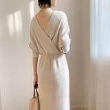 ボディラインにキレイにフィットするカシュクールニットワンピース ウェストシェイプ | maison de LATIR | 詳細画像5