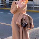 キャメル | ボディラインにキレイにフィットするカシュクールニットワンピース ウェストシェイプ | maison de LATIR