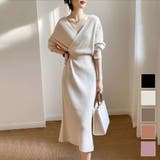 ボディラインにキレイにフィットするカシュクールニットワンピース ウェストシェイプ | maison de LATIR | 詳細画像1