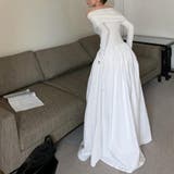 美しいフォルムが上品さを演出するオフショルマキシ丈ドレス 夏 ロングスリーブ | maison de LATIR | 詳細画像3
