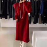 ストレスフリーな着心地のパフスリーブニットワンピース ロングワンピース | maison de LATIR | 詳細画像4 