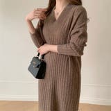 ブラウン | シンプルでコーディネートが簡単に完成するワンピース ドレス エレガント | maison de LATIR