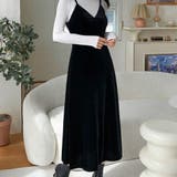 重ね着で楽しむ、ほどよいセクシーなベロアキャミロングワンピース オフィス | maison de LATIR | 詳細画像4 