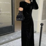 大人の上品さ引き立つベロアロングワンピース オフィス オフィスカジュアル | maison de LATIR | 詳細画像3 