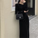 大人の上品さ引き立つベロアロングワンピース オフィス オフィスカジュアル | maison de LATIR | 詳細画像6 