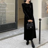 大人の上品さ引き立つベロアロングワンピース オフィス オフィスカジュアル | maison de LATIR | 詳細画像1 