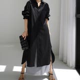 ブラック | サラッと心地よいロングシャツワンピース ワンピース 長袖 | maison de LATIR
