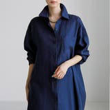 ネイビー | サラッと心地よいロングシャツワンピース ワンピース 長袖 | maison de LATIR