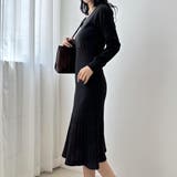 ブラック | 程よいフィット感で心地よいニットロングワンピース ロングワンピース | maison de LATIR